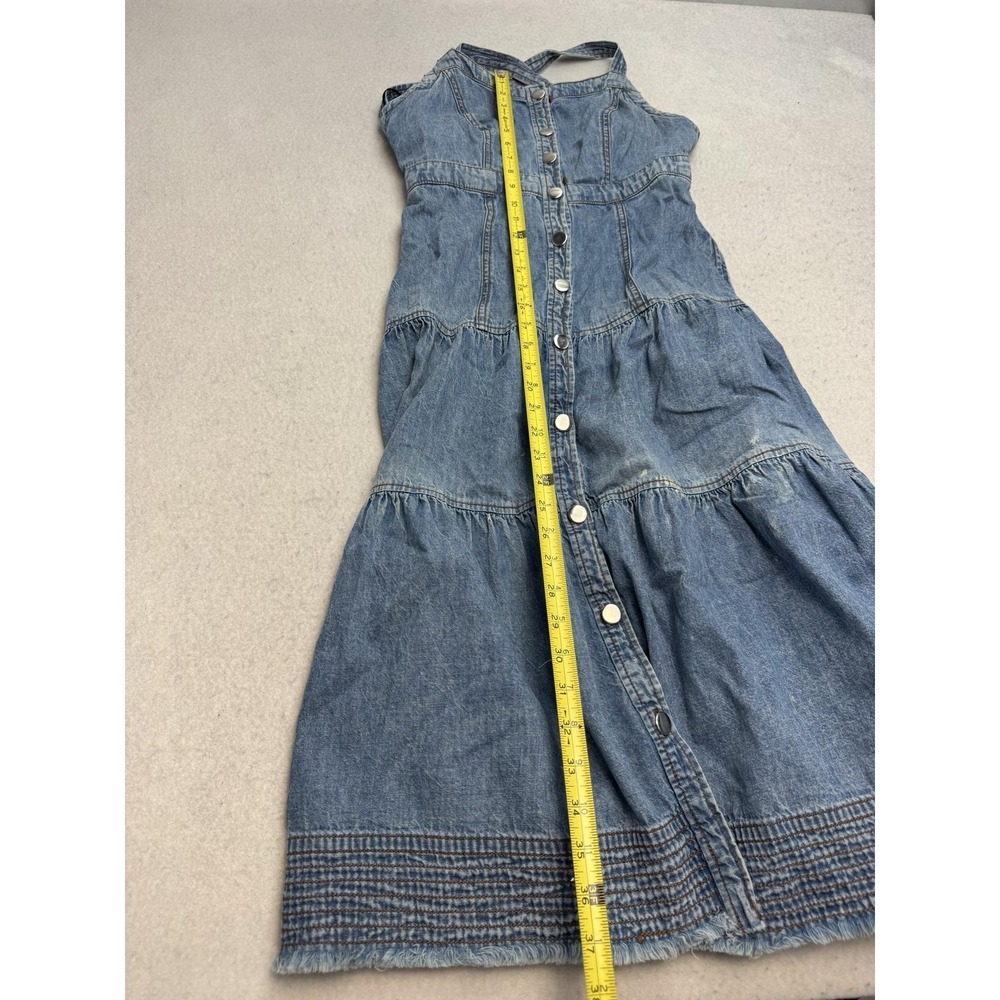 Anthropologie Pilcro Tiered Denim Maxi Dress Women's 2 Blue Sundress Western - Picture 11 of 14